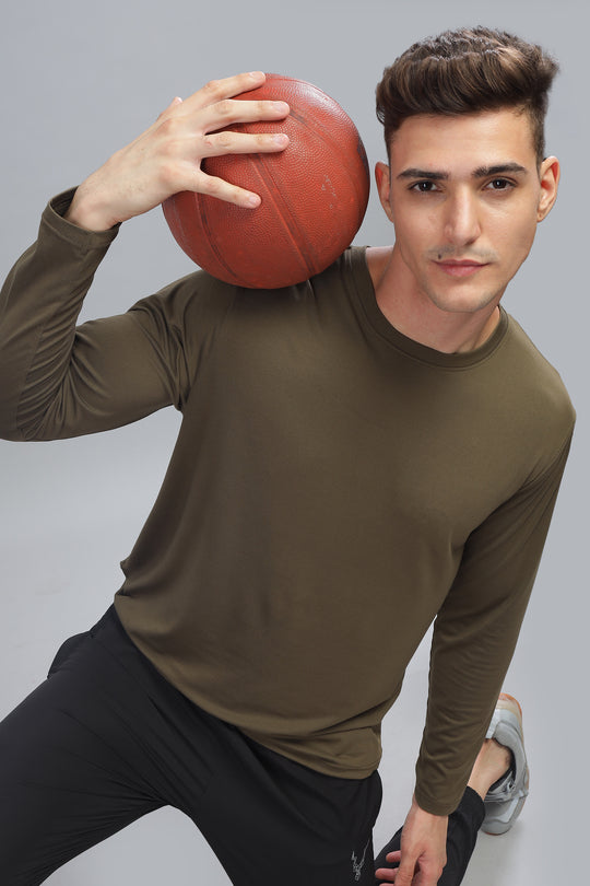 Air Cool Tee – Full Sleeve - Olive Plain