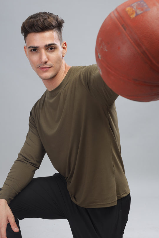 Air Cool Tee – Full Sleeve - Olive Plain