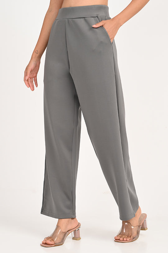 Stain Proof Light Grey Wide Leg Pants