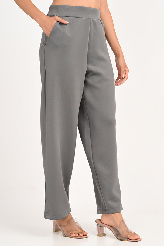 Stain Proof Light Grey Wide Leg Pants