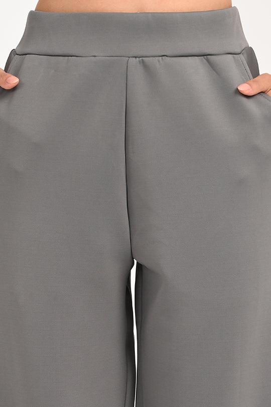 Stain Proof Light Grey Wide Leg Pants