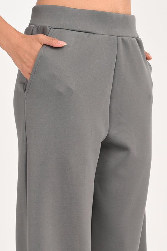 Stain Proof Light Grey Wide Leg Pants