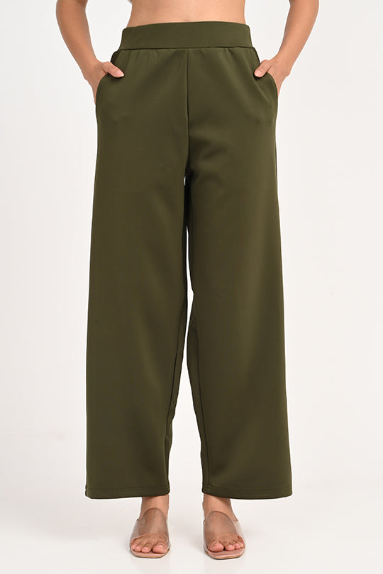 Stain Proof Olive Wide Leg Pants