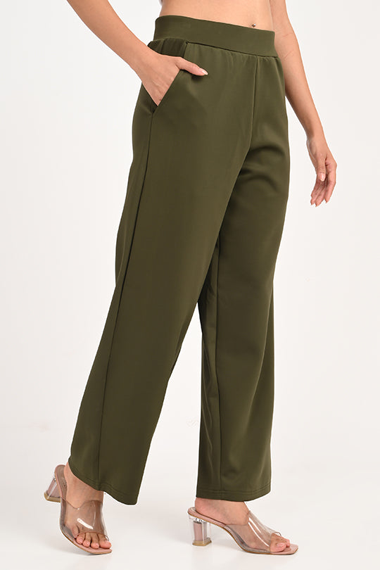 Stain Proof Olive Wide Leg Pants
