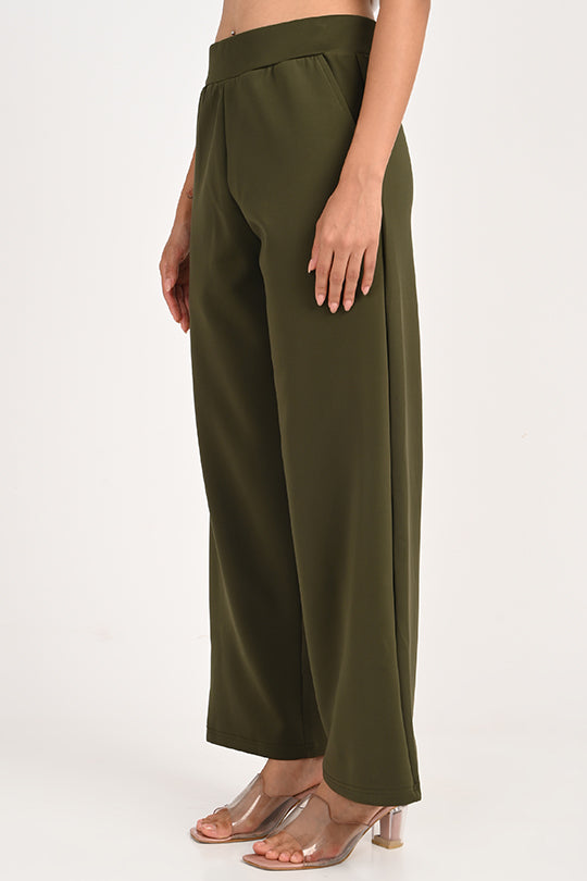 Stain Proof Olive Wide Leg Pants
