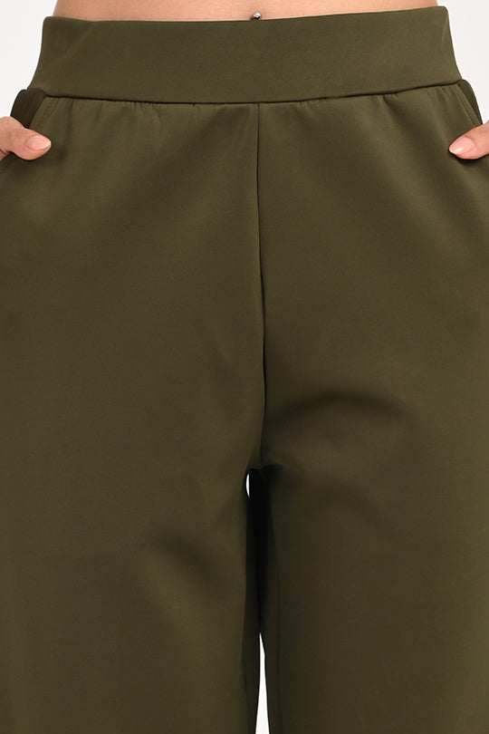 Stain Proof Olive Wide Leg Pants