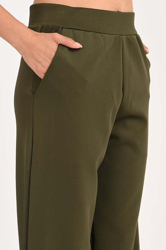 Stain Proof Olive Wide Leg Pants
