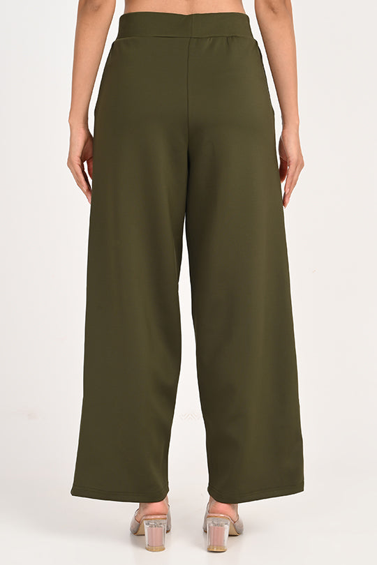Stain Proof Olive Wide Leg Pants