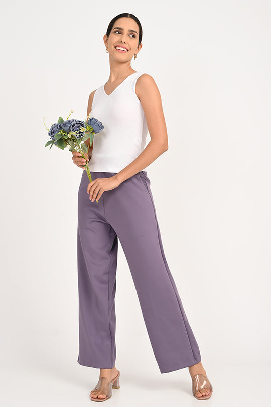 Stain Proof Purple Wide Leg Pants