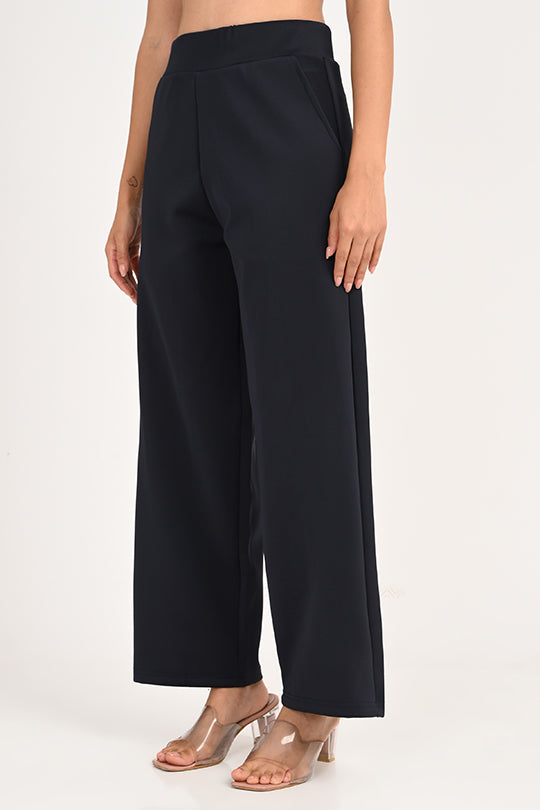 Stain Proof Navy Wide Leg Pants