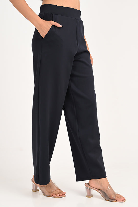 Stain Proof Navy Wide Leg Pants