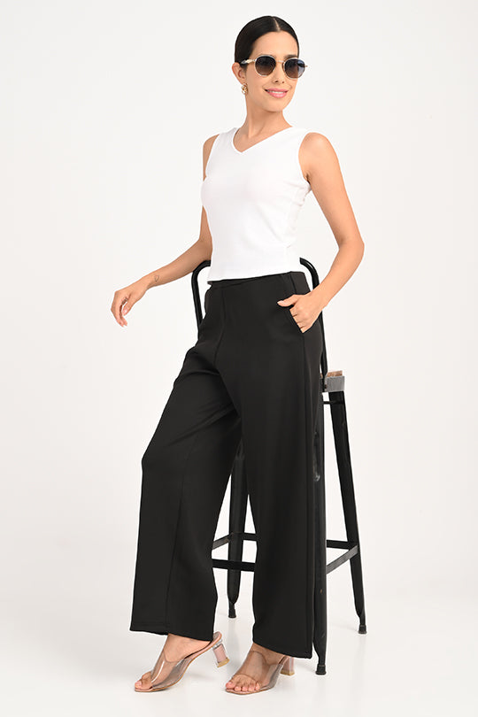 Stain Proof Black Wide Leg Pants