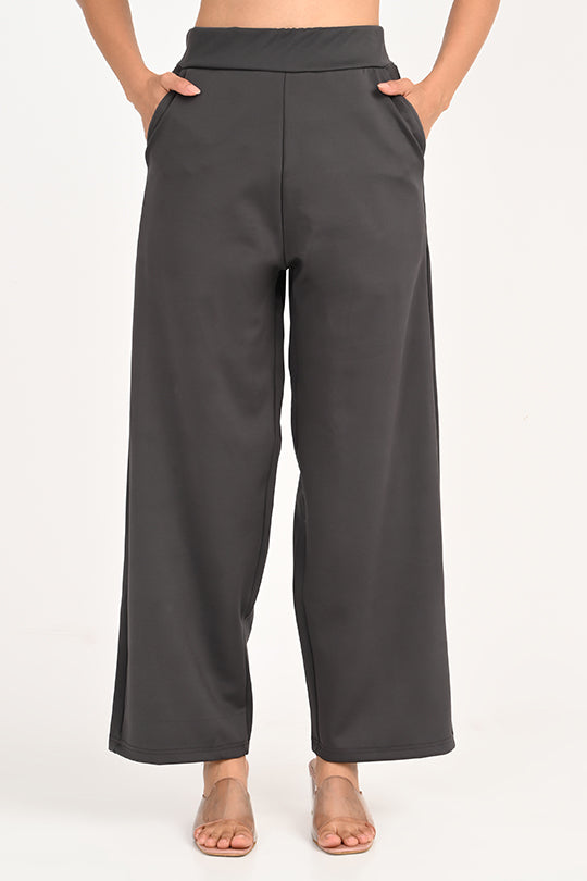 Stain Proof Dark Grey Wide Leg Pants