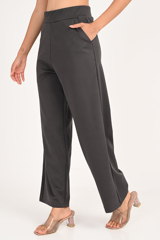 Stain Proof Dark Grey Wide Leg Pants
