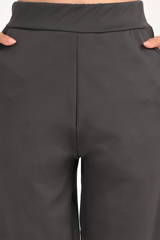 Stain Proof Dark Grey Wide Leg Pants