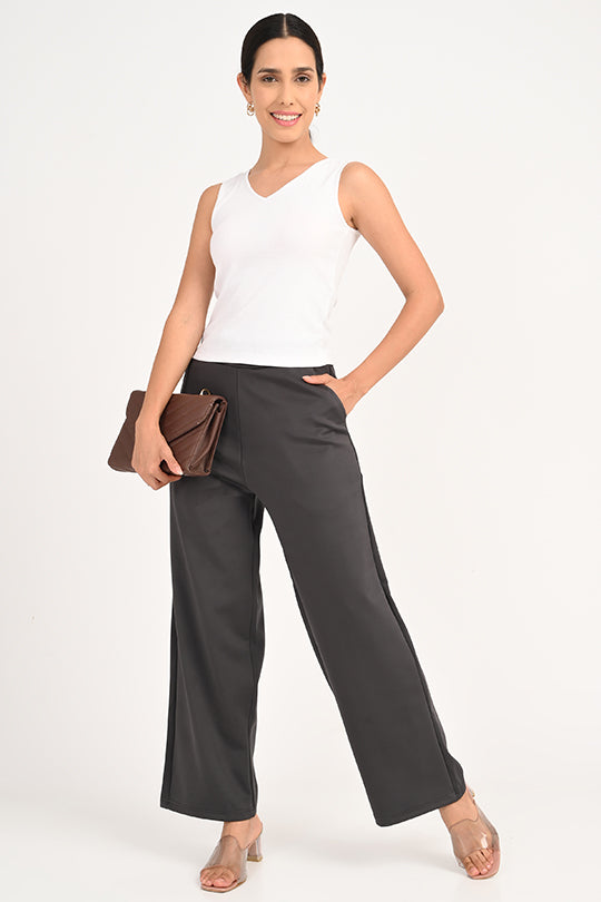 Stain Proof Dark Grey Wide Leg Pants