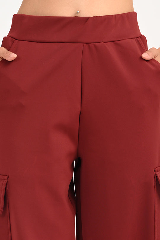 Stain Proof Maroon Cargo Pants
