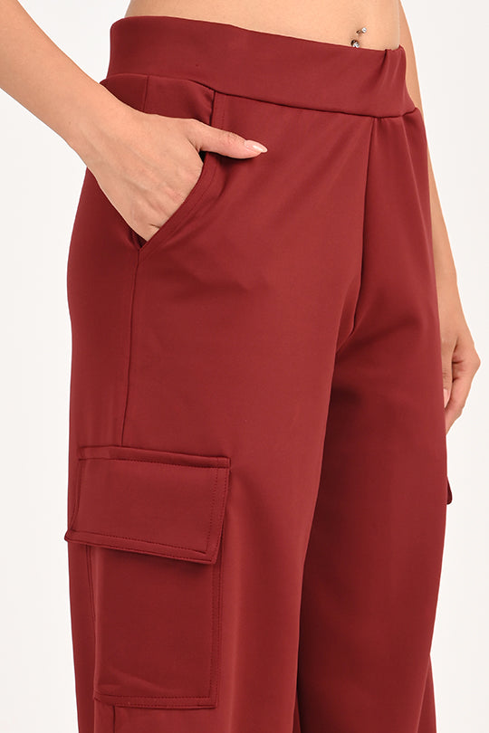 Stain Proof Maroon Cargo Pants
