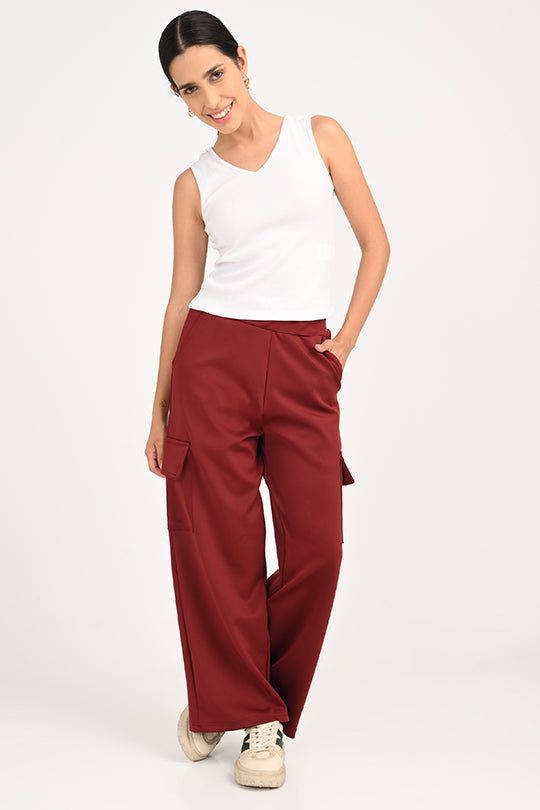 Stain Proof Maroon Cargo Pants