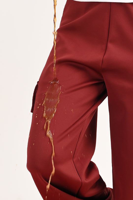 Stain Proof Maroon Cargo Pants