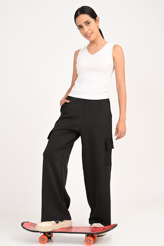 Stain Proof Black Cargo Pants