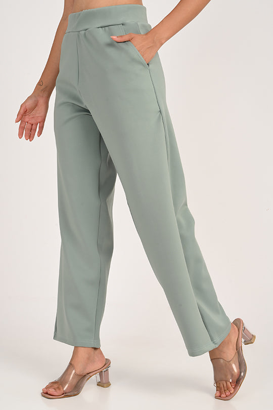 Stain Proof Sage Green Wide Leg Pants