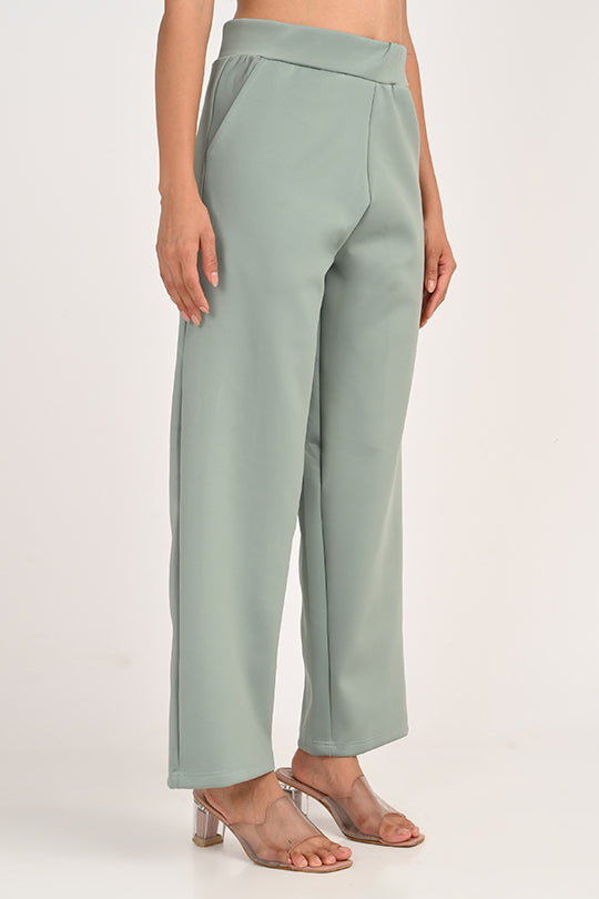 Stain Proof Sage Green Wide Leg Pants