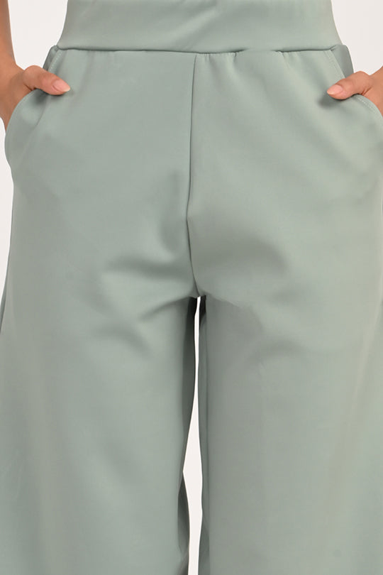 Stain Proof Sage Green Wide Leg Pants