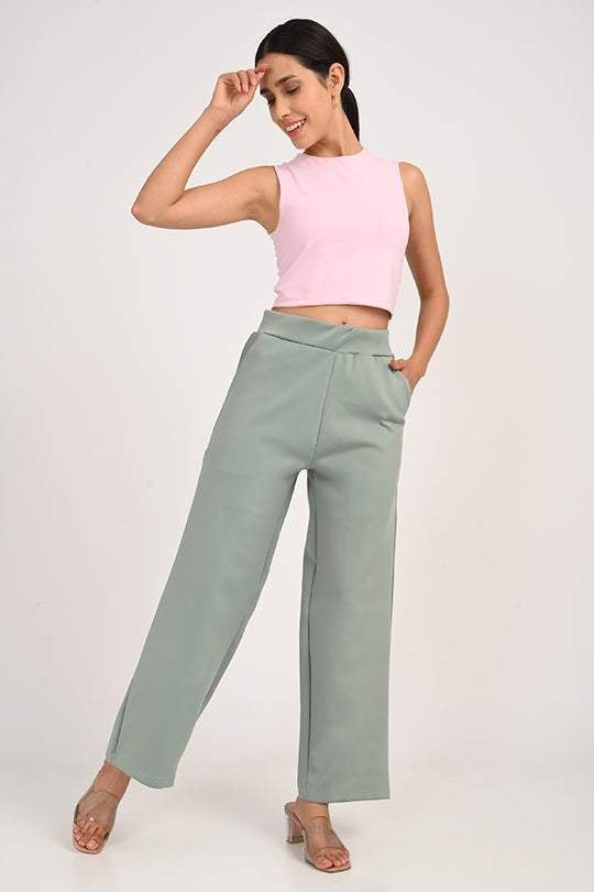 Stain Proof Sage Green Wide Leg Pants