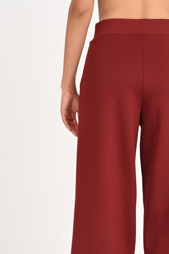 Stain Proof Maroon Wide Leg Pants