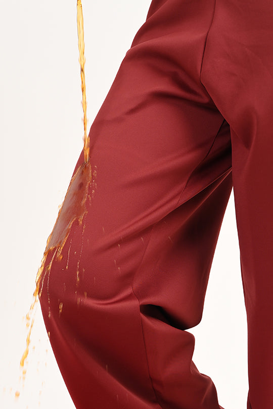 Stain Proof Maroon Wide Leg Pants