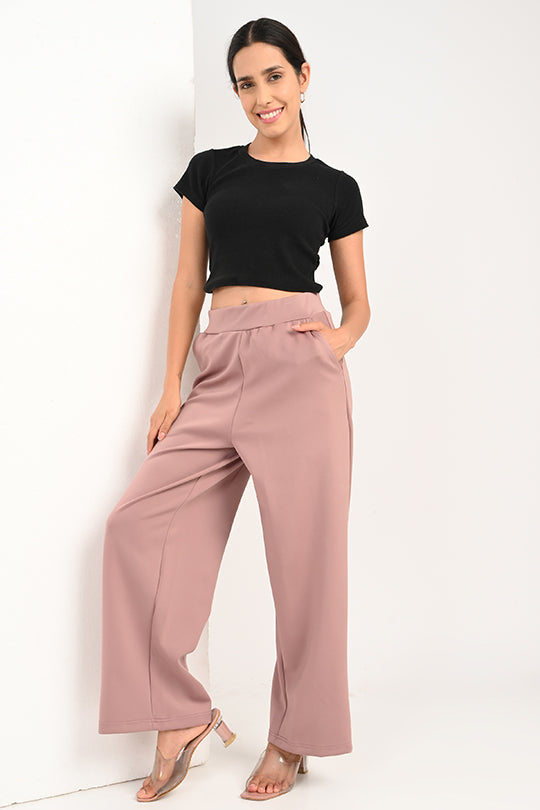 Stain Proof Dusky Rose Wide Leg Pants