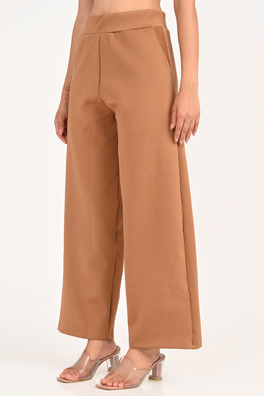 Stain Proof Brown Wide Leg Pants