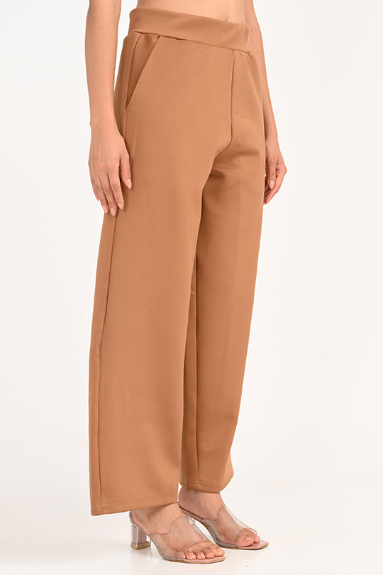 Stain Proof Brown Wide Leg Pants