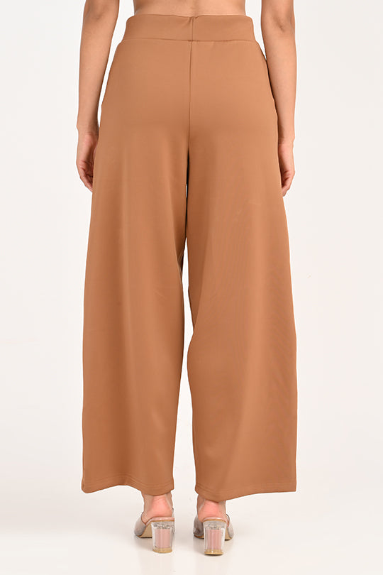 Stain Proof Brown Wide Leg Pants