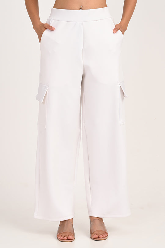 ADDAXPLAY Stain Proof White Cargo Pants for Women