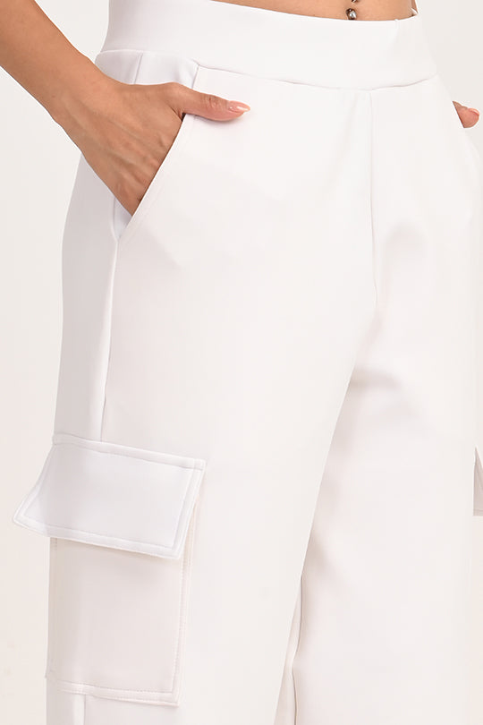 Stain Proof White Cargo Pants