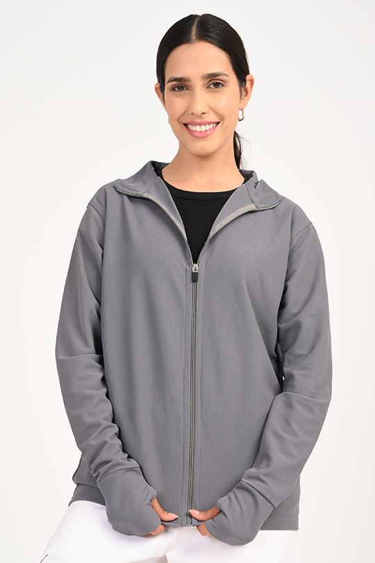 ADDAXPLAY Sunproof & Stain-Proof Performance Jacket in Heather Grey