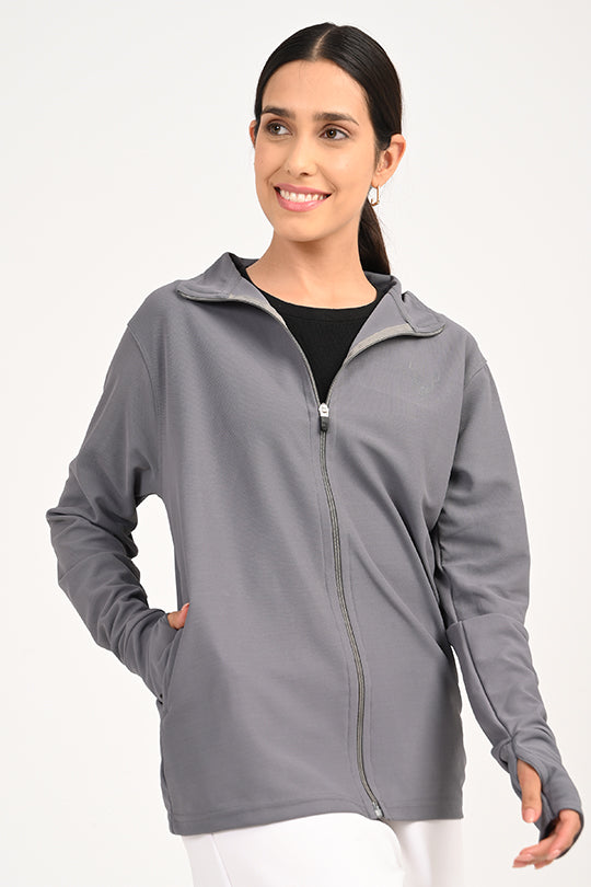 ADDAXPLAY Sunproof & Stain-Proof Performance Jacket in Heather Grey