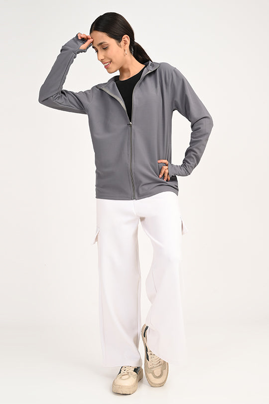 ADDAXPLAY Sunproof & Stain-Proof Performance Jacket in Heather Grey