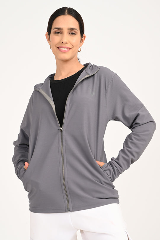 ADDAXPLAY Sunproof & Stain-Proof Performance Jacket in Heather Grey