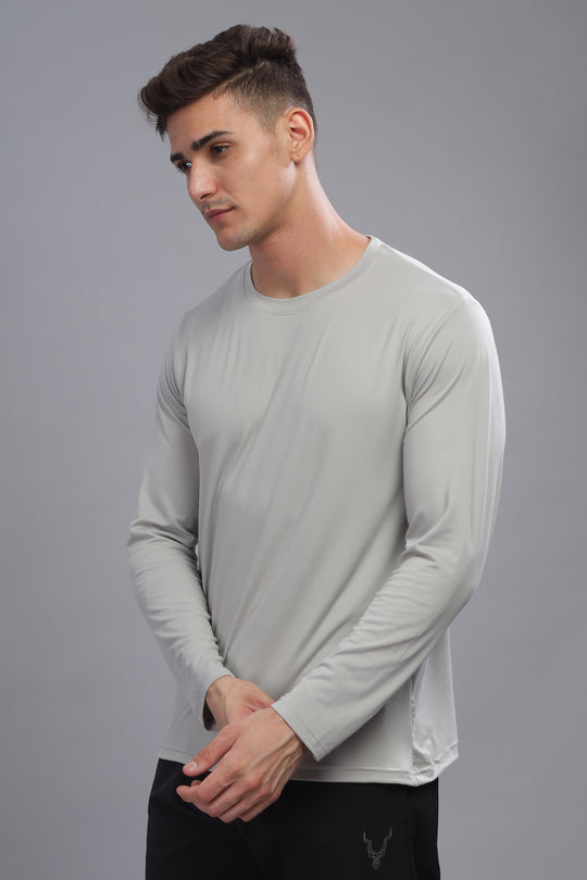 Air Cool Tee – Full Sleeve - Light Grey Plain