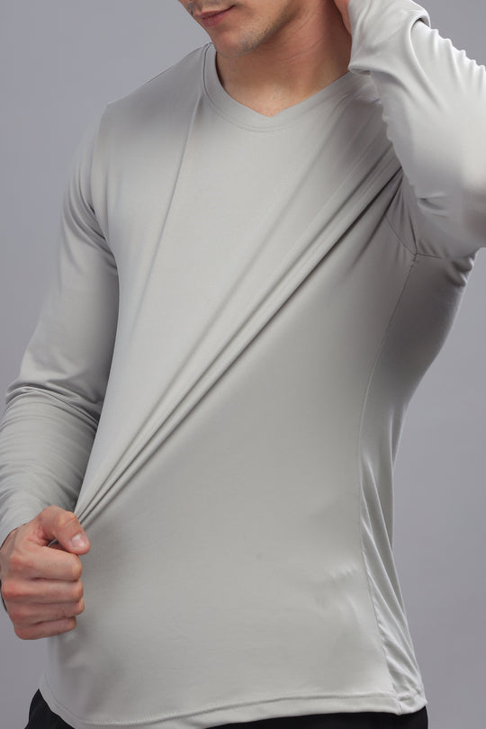 Air Cool Tee – Full Sleeve - Light Grey Plain