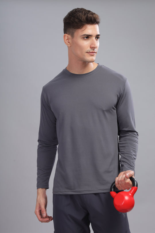 Air Cool Tee – Full Sleeve - Dark Grey Plain