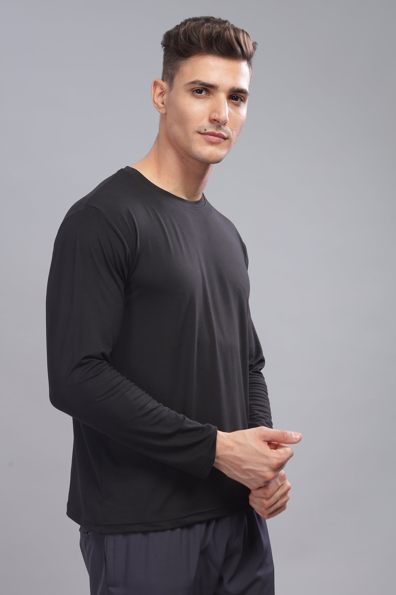 Air Cool Tee – Full Sleeve - Black Plain