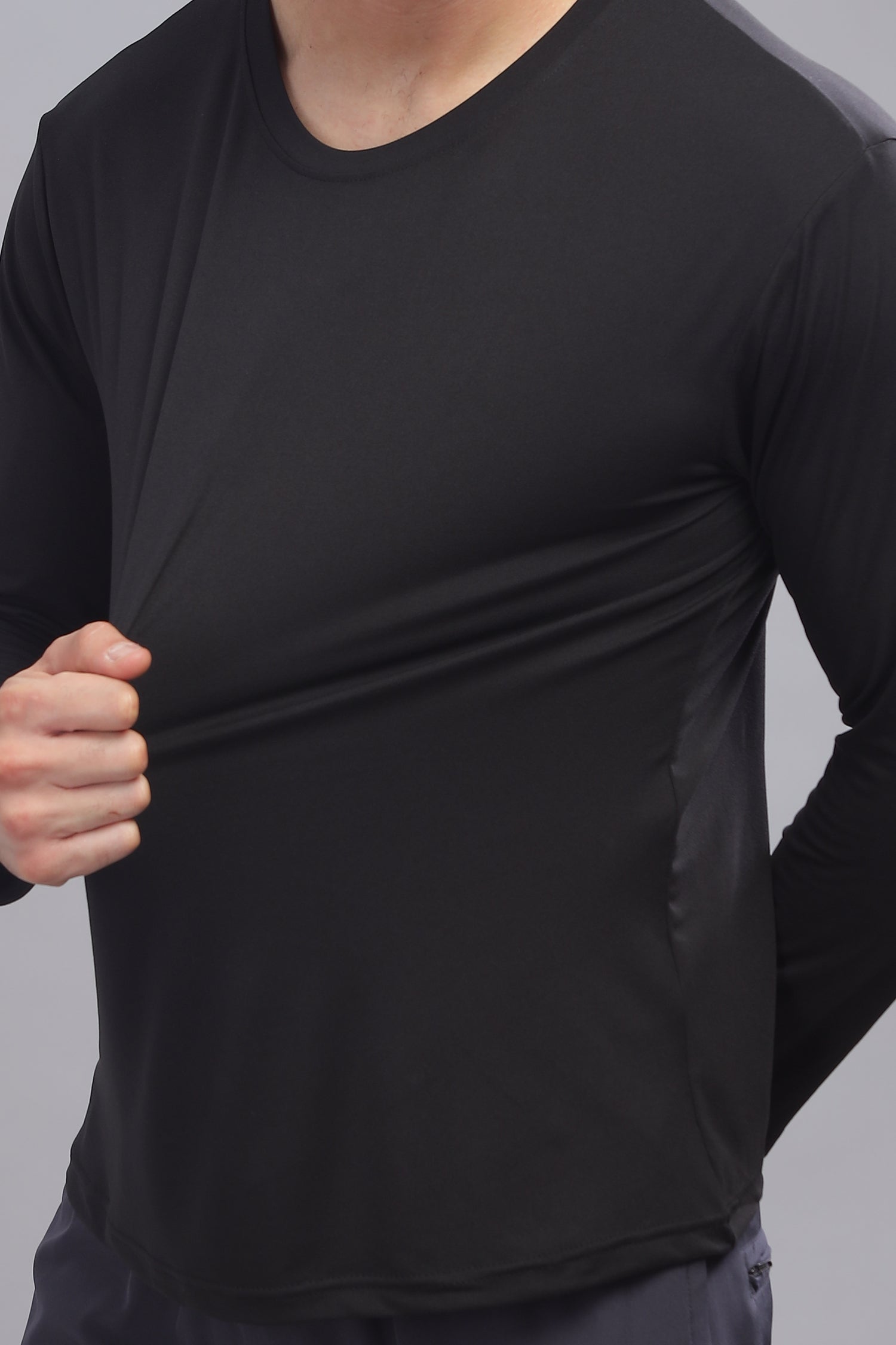 Air Cool Tee – Full Sleeve - Black Plain