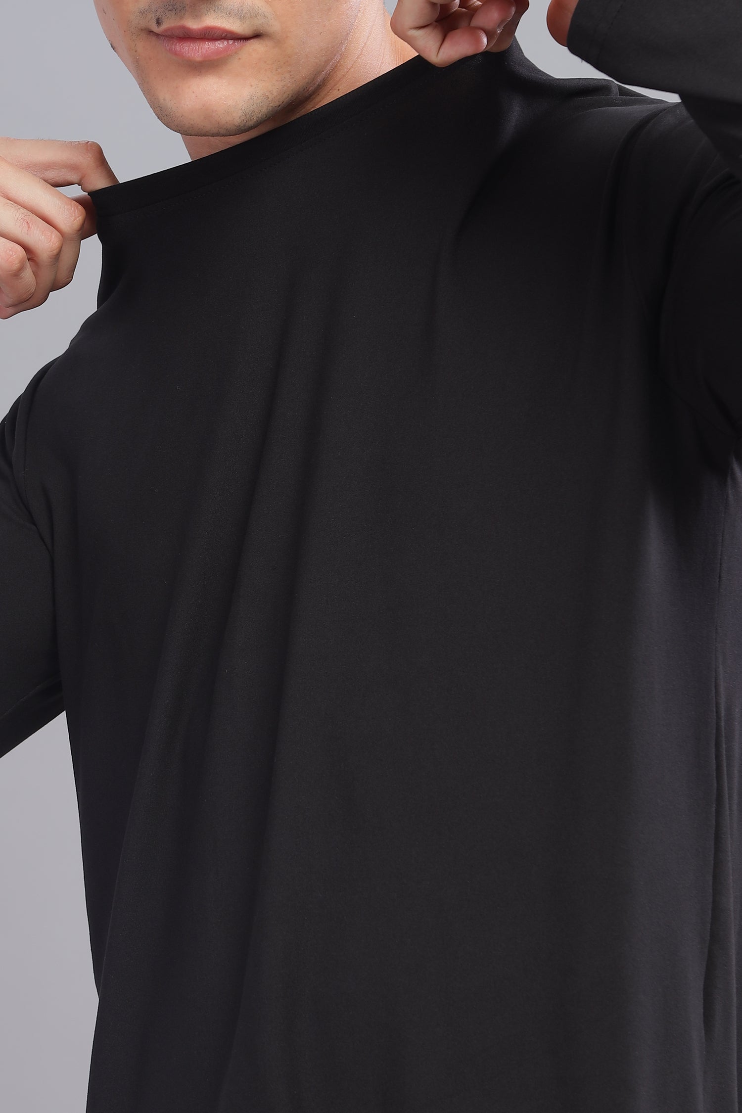 Air Cool Tee – Full Sleeve - Black Plain