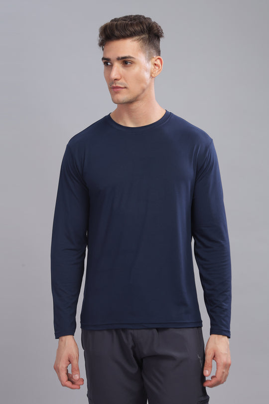 Air Cool Tee – Full Sleeve - Navy Plain