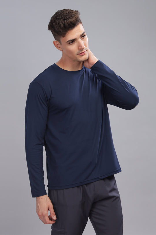 Air Cool Tee – Full Sleeve - Navy Plain