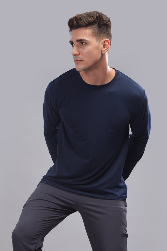 Air Cool Tee – Full Sleeve - Navy Plain
